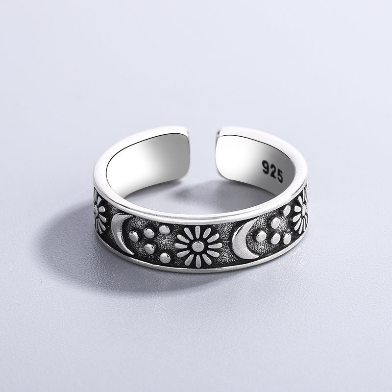 Retro Punk Distressed Snake Flower Personality Rings