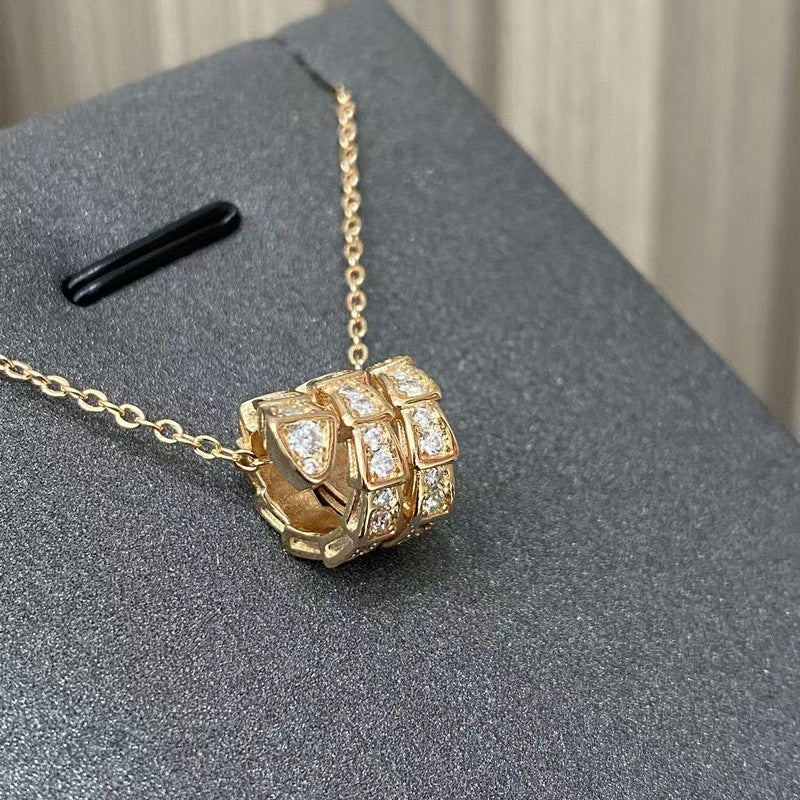 V Gold Electroplated Full Diamond Natural Fritillary Necklaces