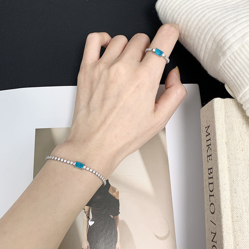 Candy Sets Imitation Blue Diamond Zircon Drill Chain Bracelets