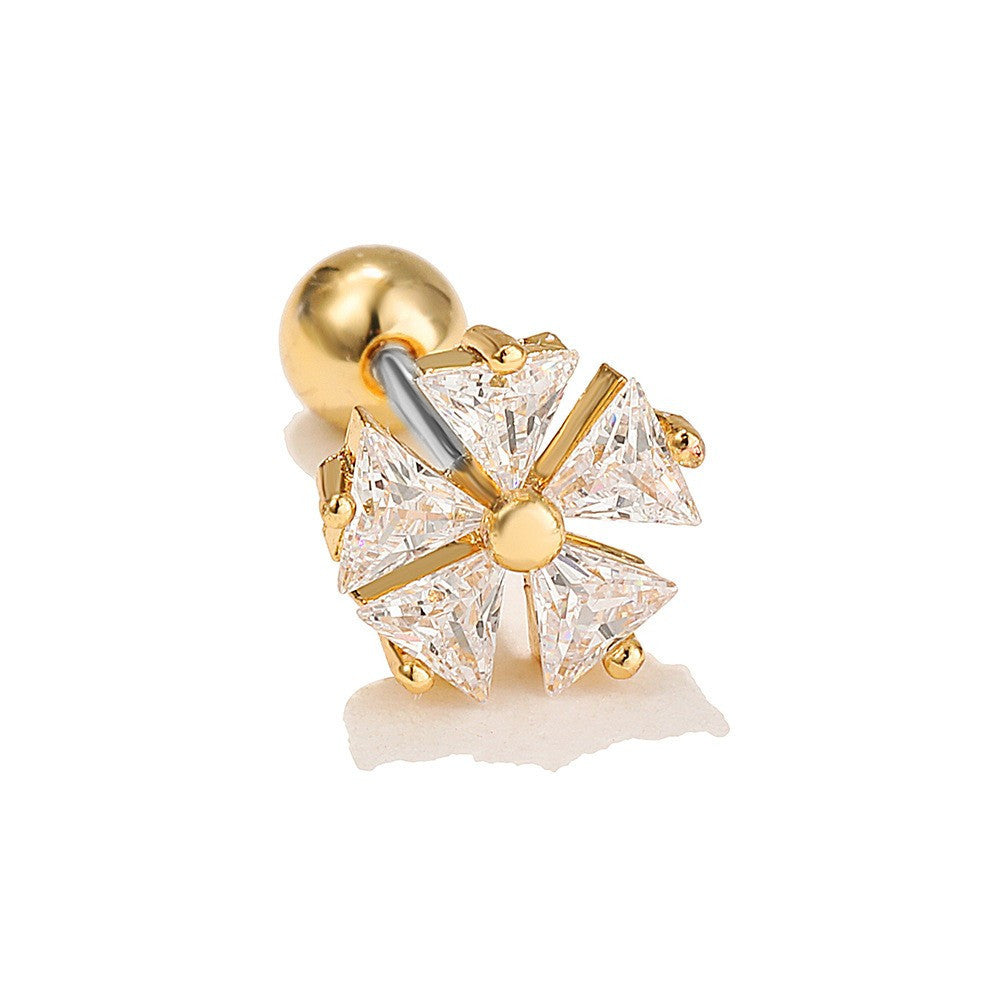 Flower Ear Bone Stainless Steel Thin Rings