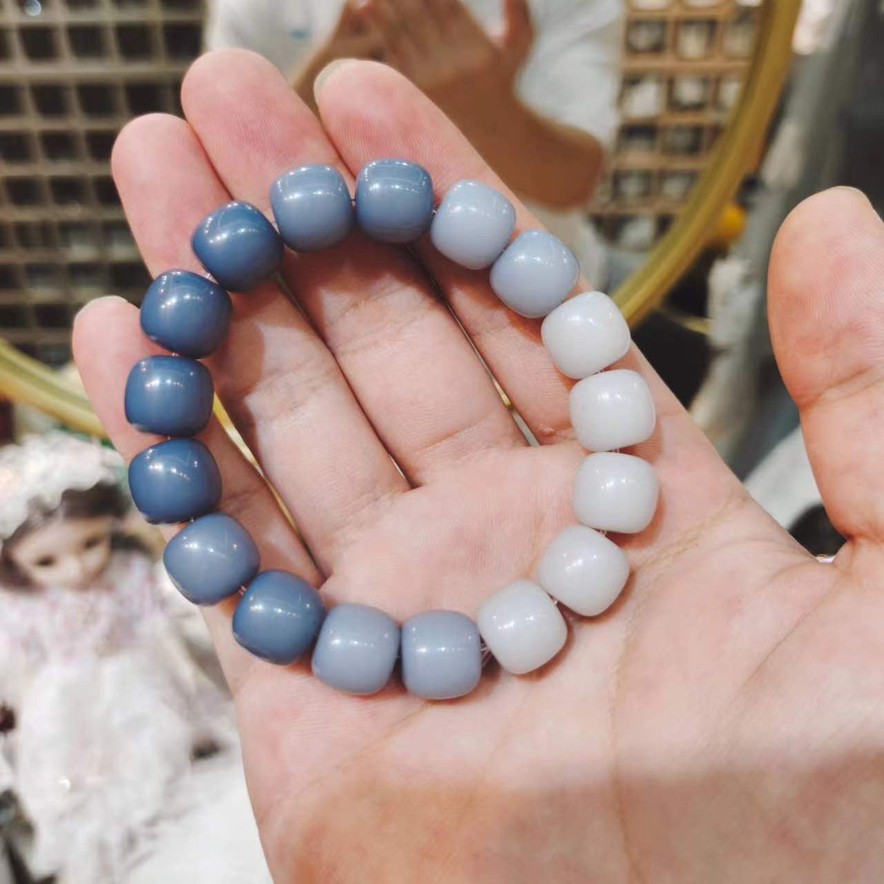 Jade Imitation Bodhi Couple Female Pliable Temperament Gradient Color Round Bracelets