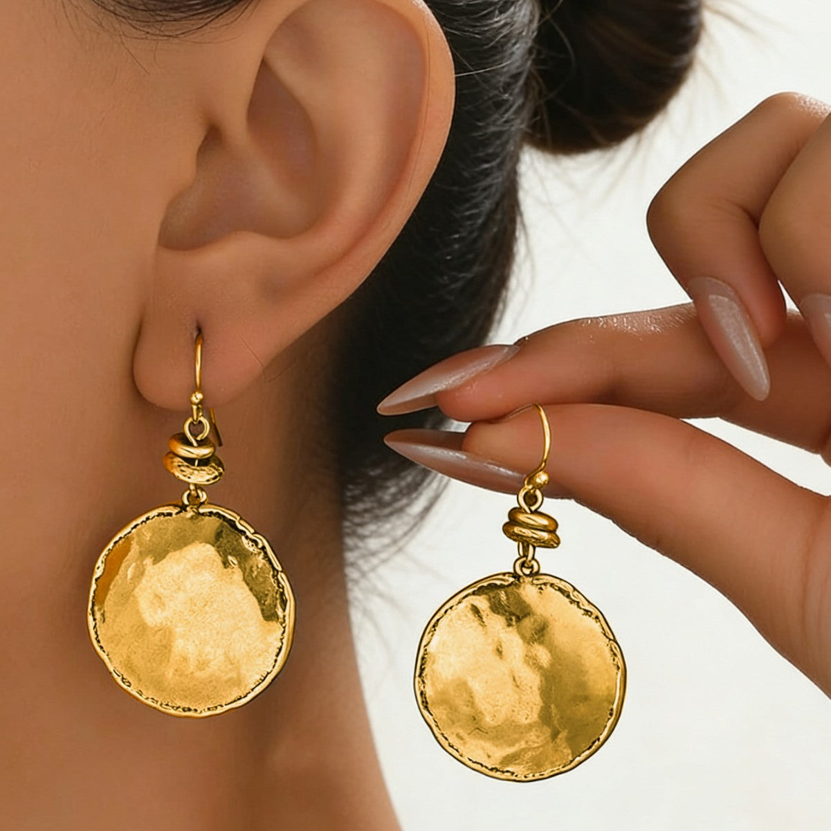 Style Simple Geometric Round Metal Design Earrings