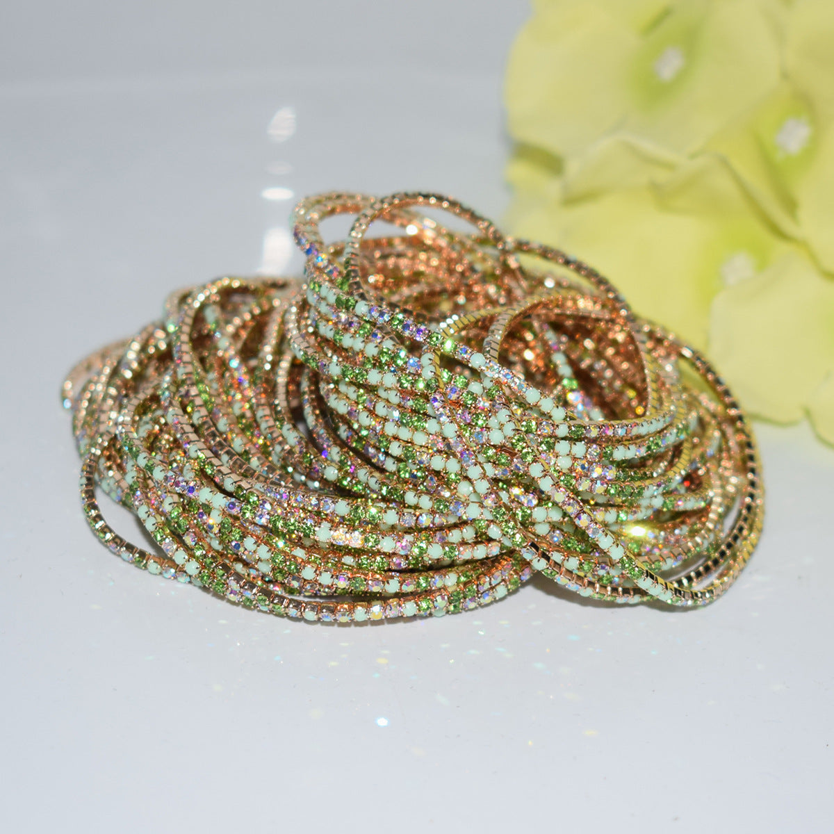 Row Colorful Rhinestone Female Live Grab Chain Bracelets