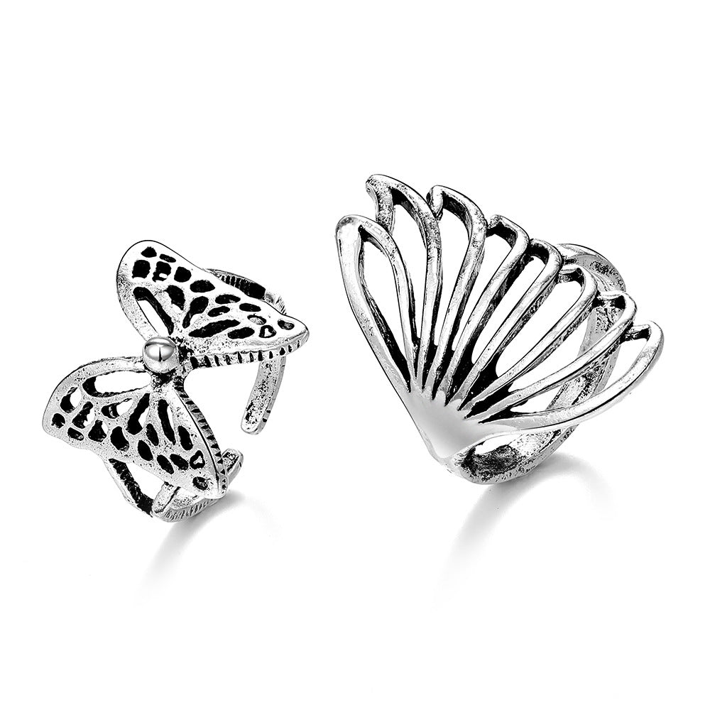 Skull Simulated Snakes Geometric Cross Fashion Retro Style Personality Ring
