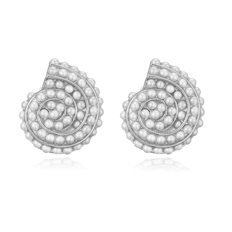 Women's Style Gold Conch Sticky Half Circle Shell Earrings