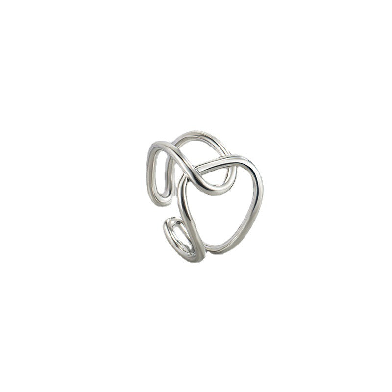Asymmetric Line Female Design Irregular Interwoven Rings