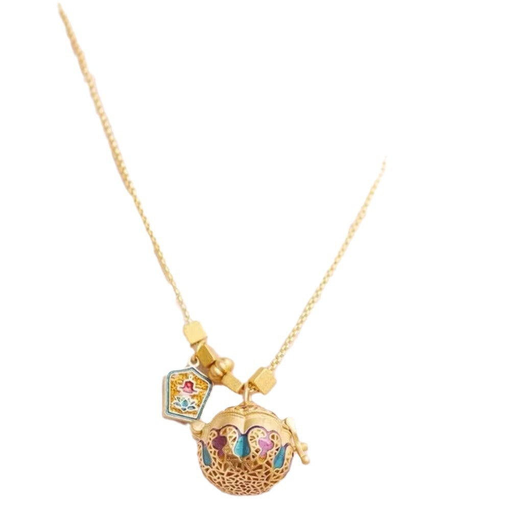 Ancient Gold Enamel Sachet Ball Niche For Statue Of Bracelets