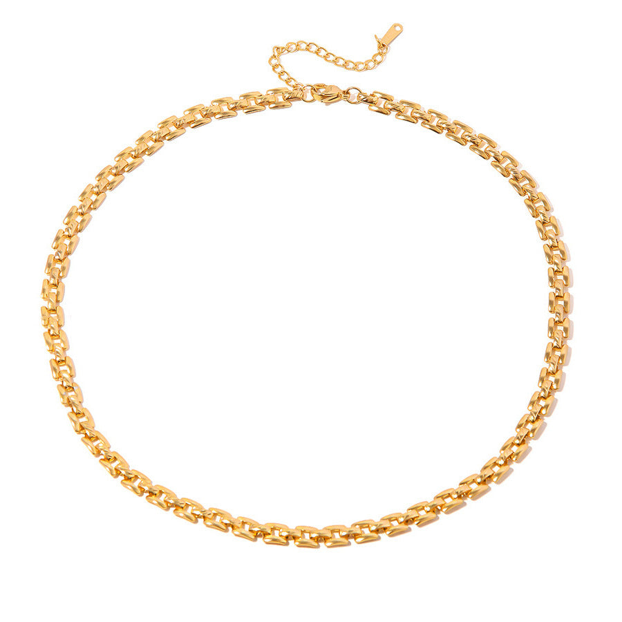 Women's Fashion Geometry Pattern Hollow Titanium Steel Necklaces