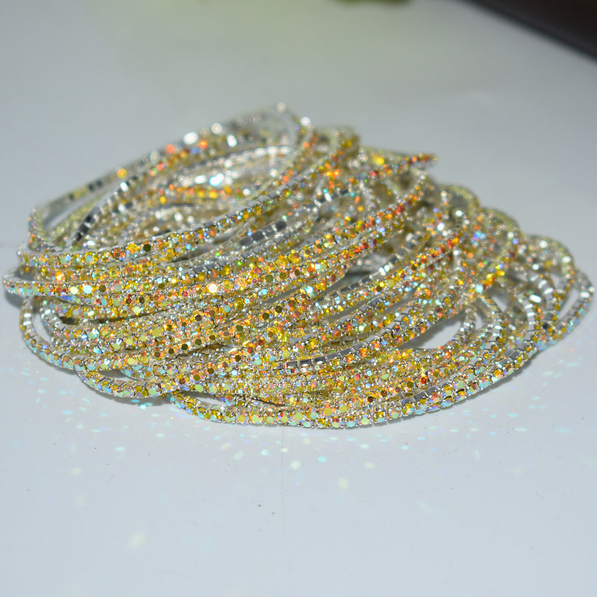 Row Colorful Rhinestone Female Live Grab Chain Bracelets