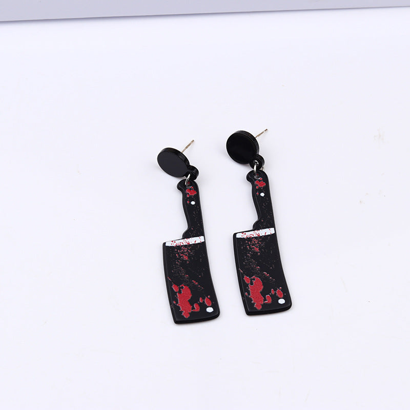 Women's Acrylic Printed Bloody Knife Personalized Fashion Earrings