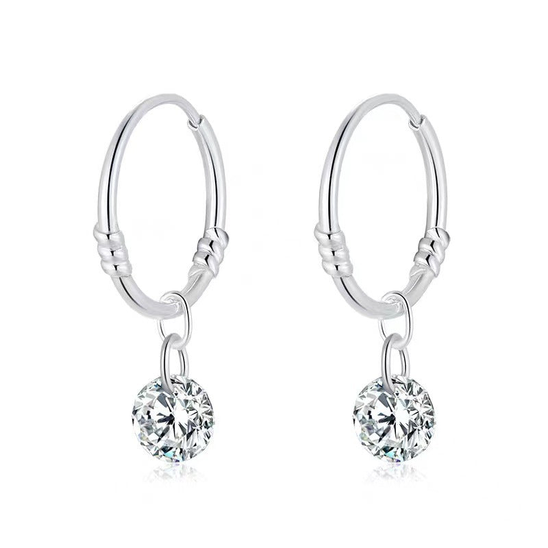 Sier Zircon Temperamental Minority Simple Pure Light Earrings
