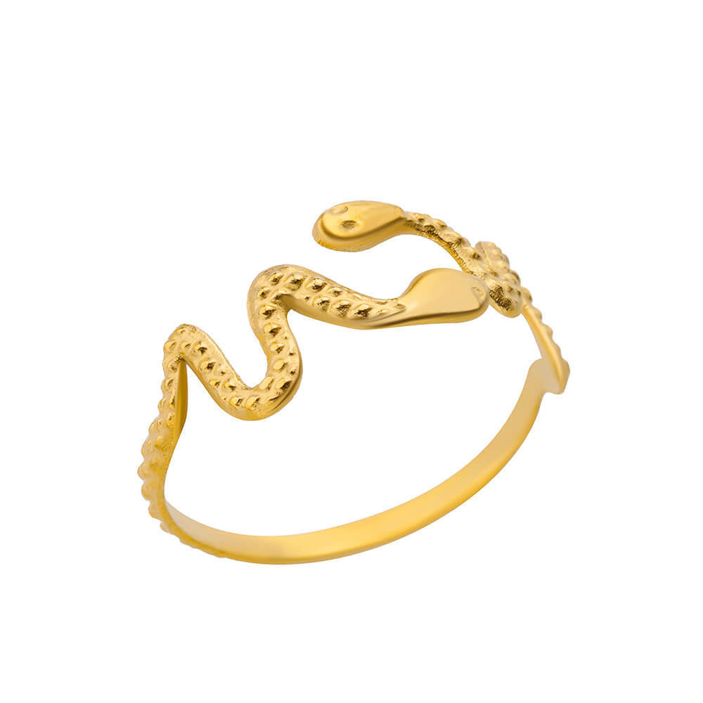 Snake Gold-plated Stainless Steel Oil Pressure Four-leaf Rings