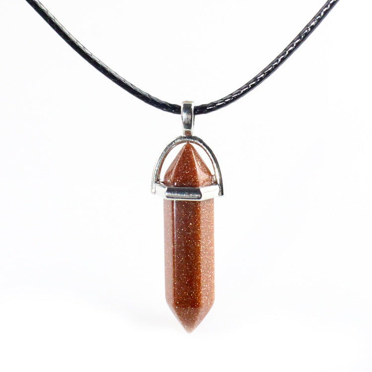 Natural Stone Hexagon Prism Fashion Crystal Necklaces