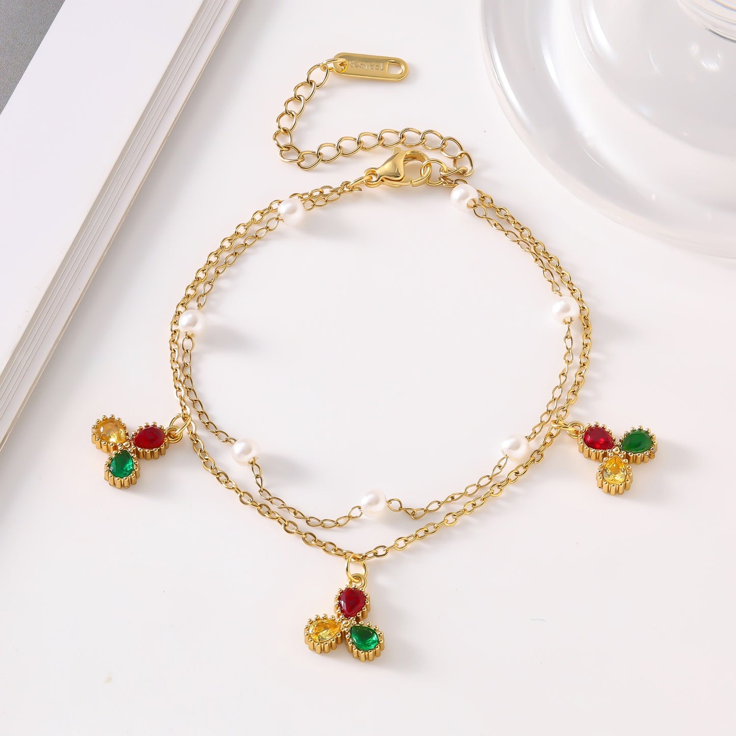 Steel Cherry Strawberry Crab Dolphin Turtle Fashion Inlaid Bracelets