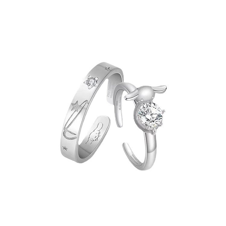 Women's & Men's Pair Birthday Gifts For Cartoon Simple Rings