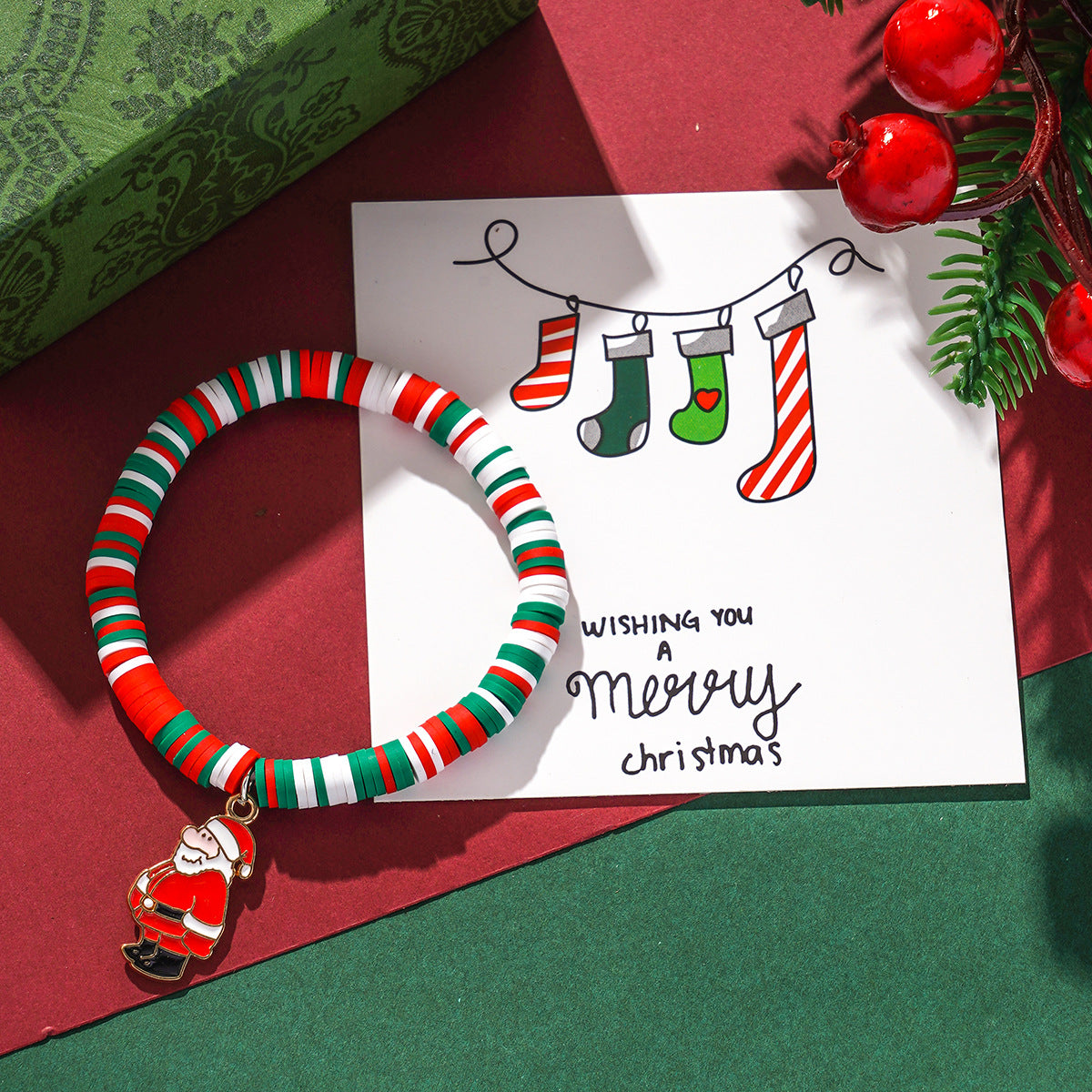 Christmas Elements Old Snowflake Elk Color Polymer Bracelets