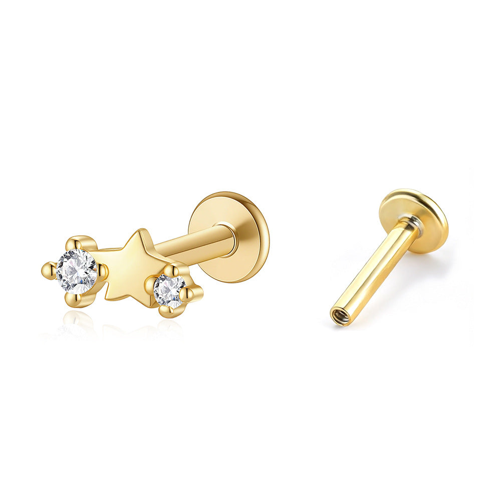 Sterling Sier Flat Spiral Piercing Ear Earrings