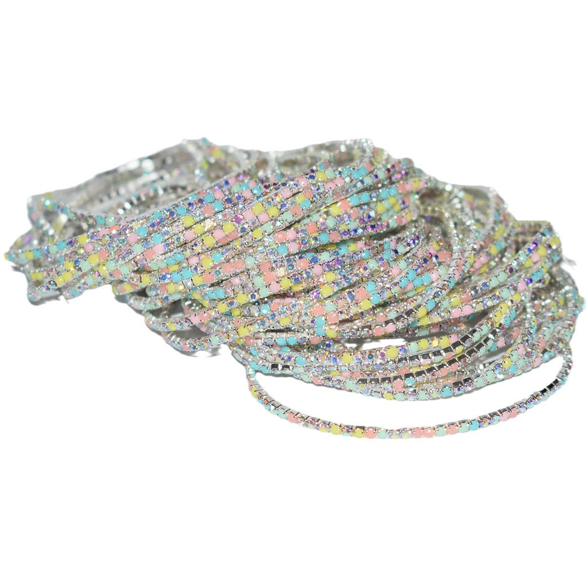 Row Colorful Rhinestone Female Live Grab Chain Bracelets