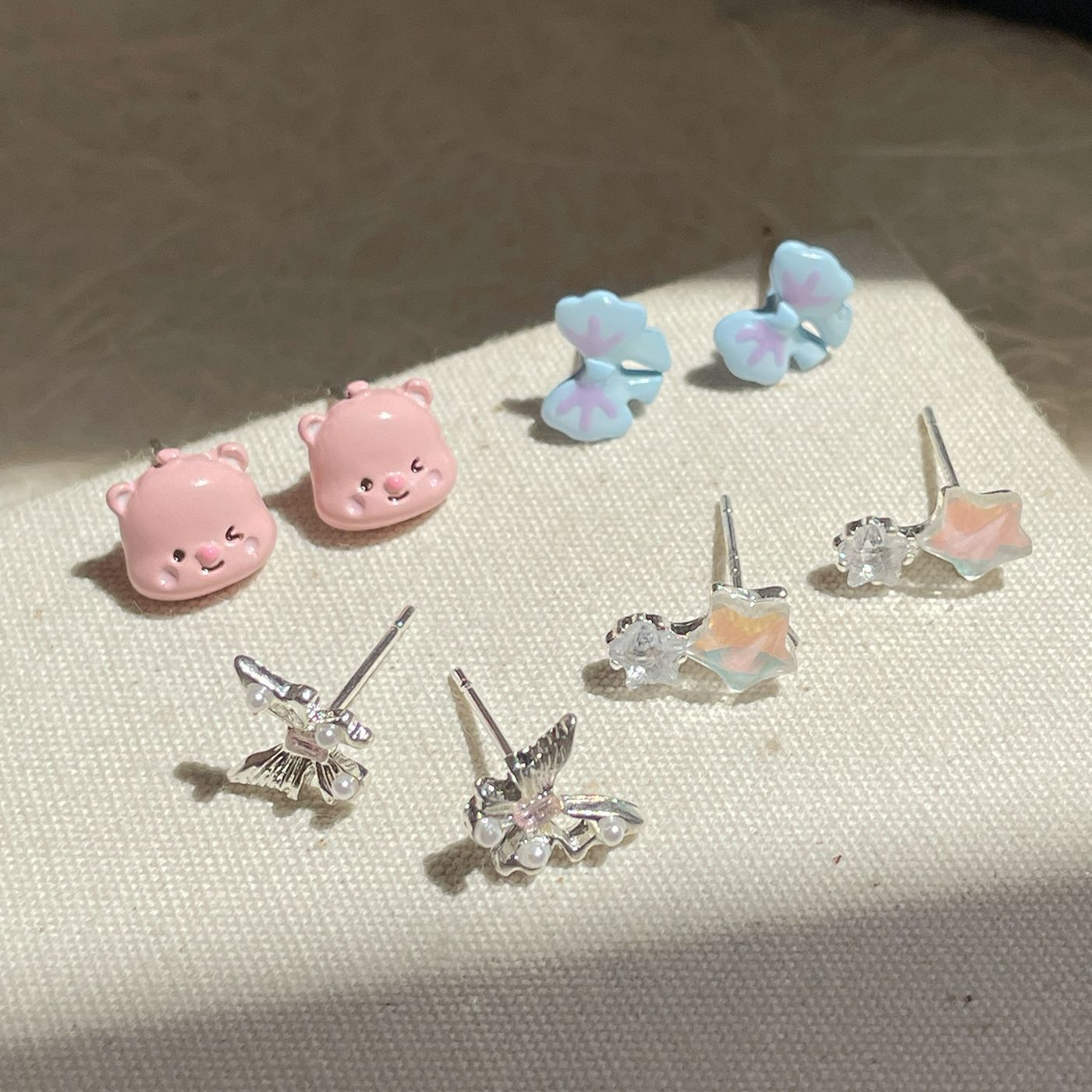 Simple Cute Week Suit Heart Sier Needle Small Earrings