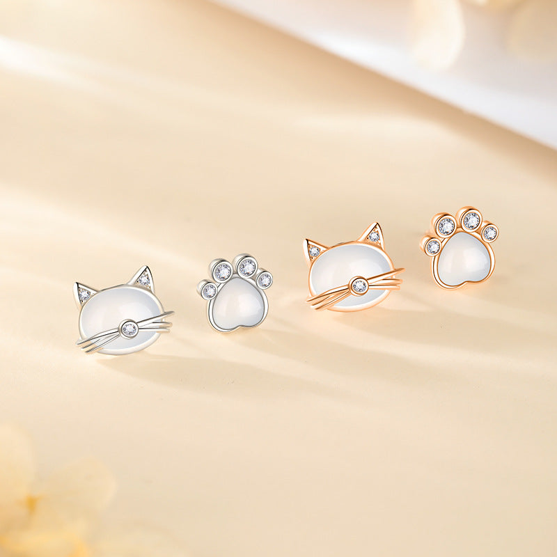 Opal Four Leaf Clover Ear Pure Sier Rings