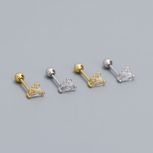 Piercing Ear Sier Diamond V-shaped Screw Rings