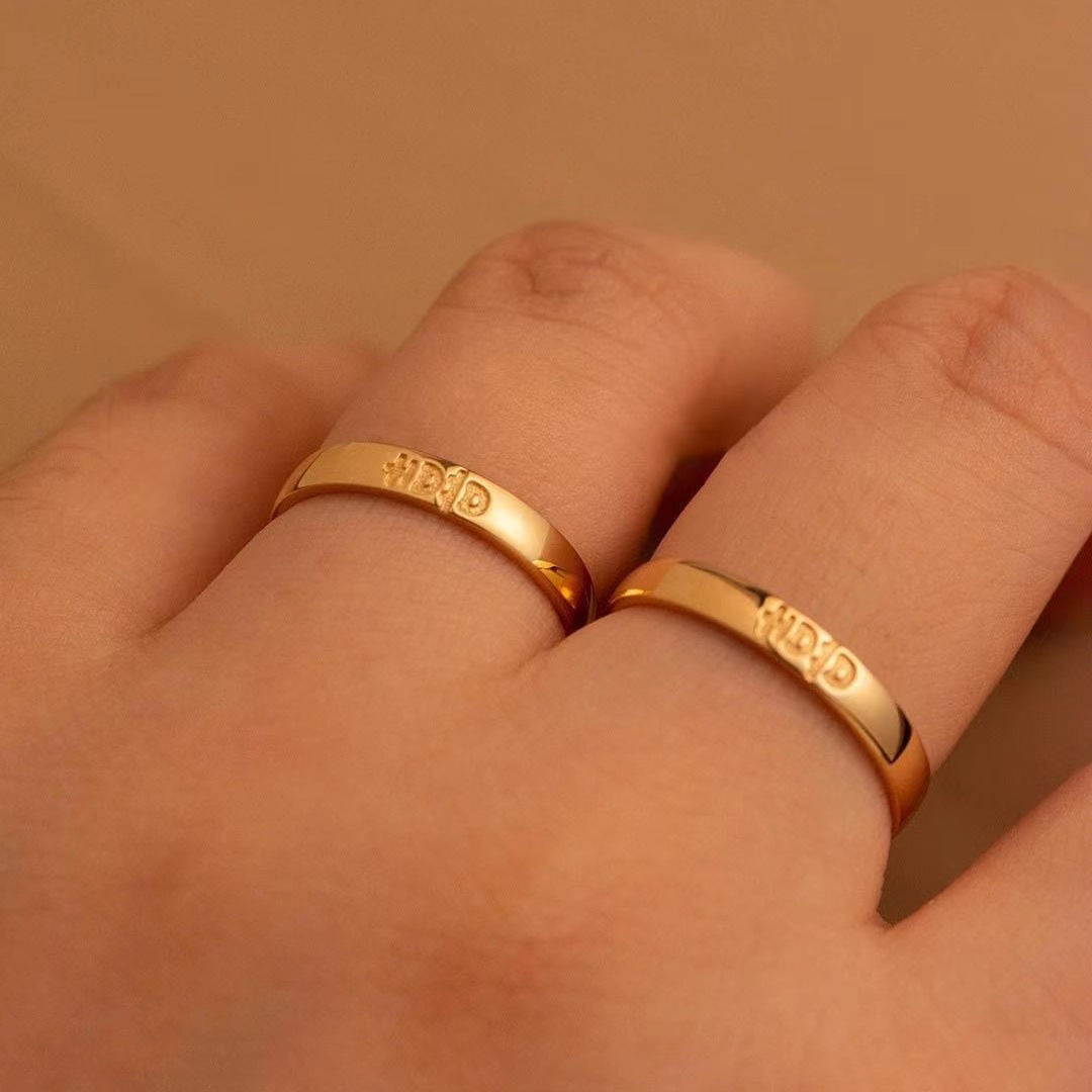 Women's & Men's Couple Gold Open Mouth Wedding Creative Hand Rings