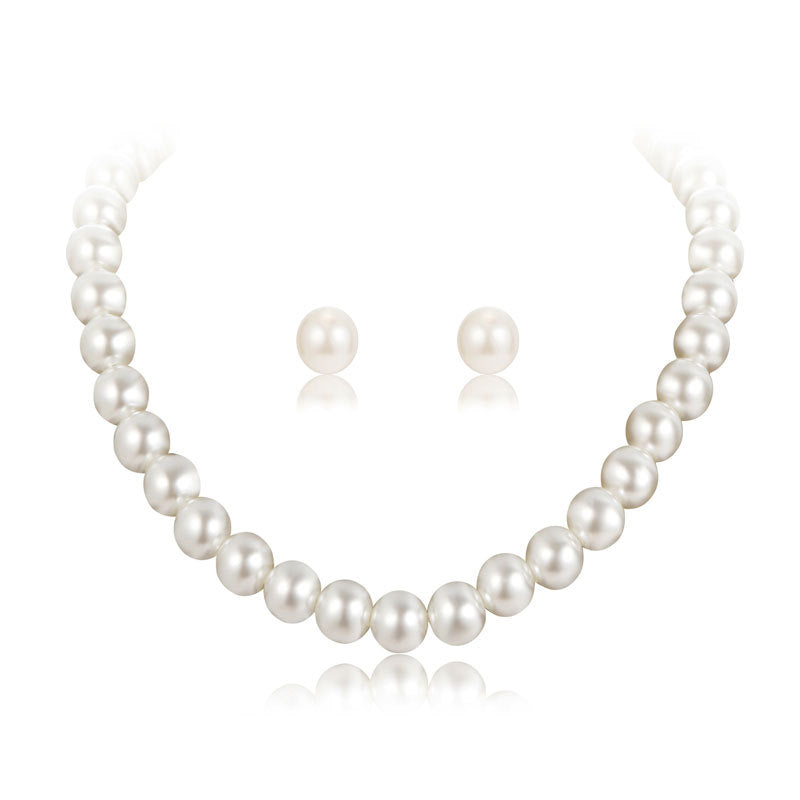 Women's Imitation Pearl Ear Two-piece Simple Retro Hepburn Jewelry Set