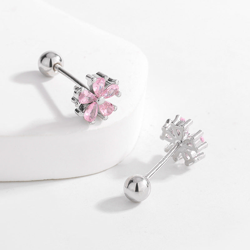 Flower Thread Female Inlaid Ear Bone Light Luxury Compact Stud Earrings