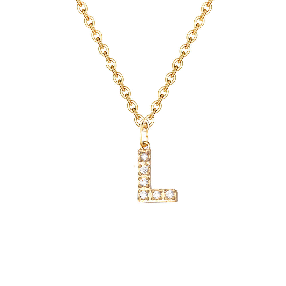 Simple Stainless Steel Diamond Letters Gold-plated Clavicle Necklaces