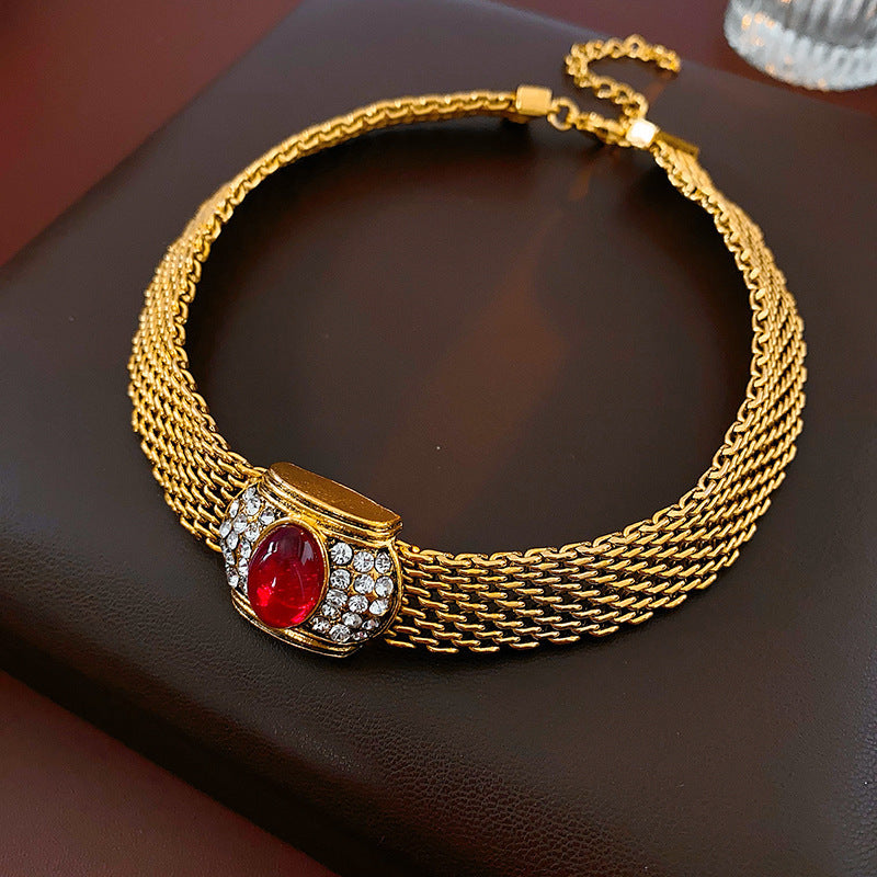 Zircon Stitching High-grade Retro Clavicle Chain Versatile Necklaces