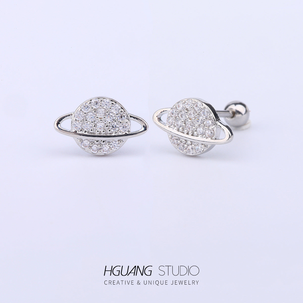 Steel Gold Micro Inlaid Zirconium Ear Earrings