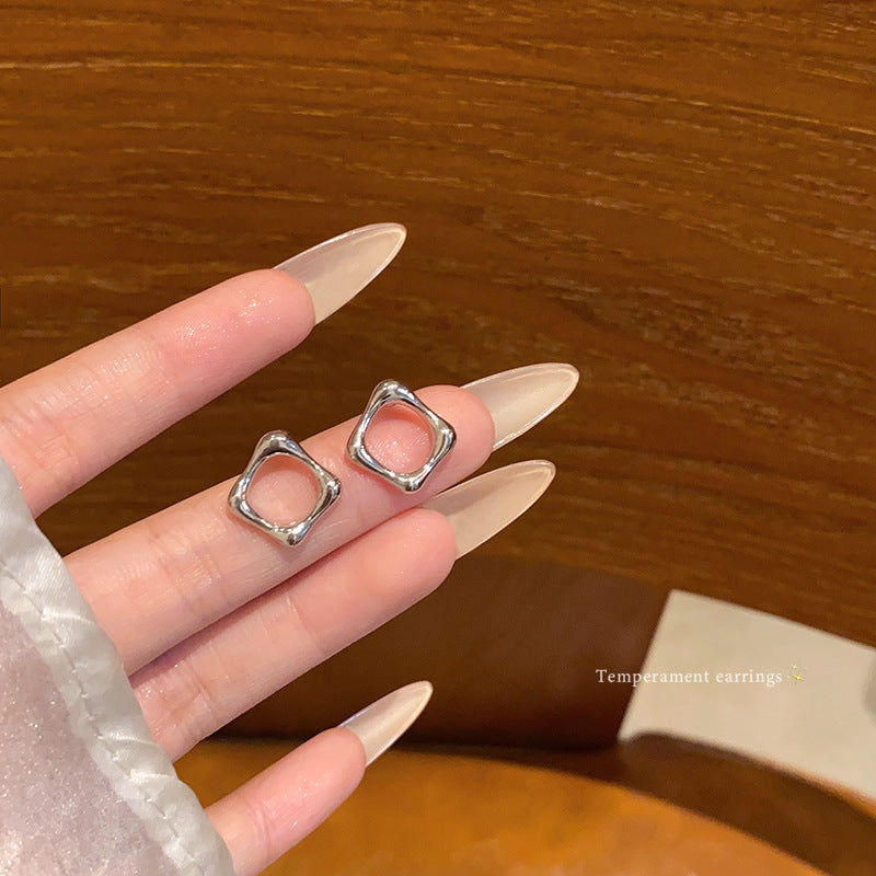 Gold Square Female Cold Style Niche High Sense Earrings