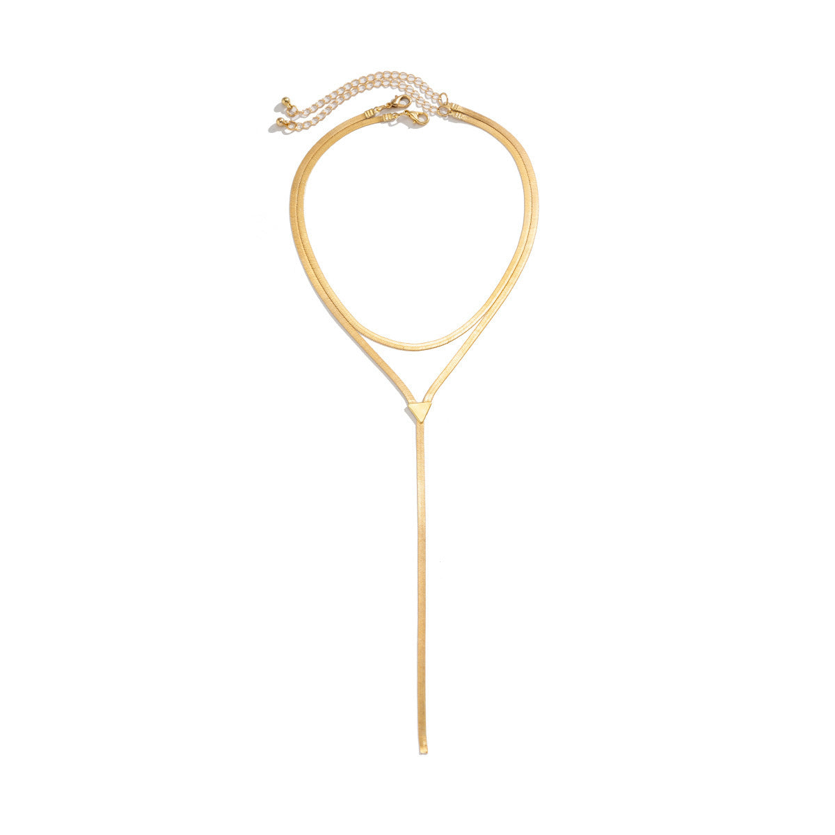 Women's Ornament Triangle Flat Snake Long Y-shaped Tassel Necklaces