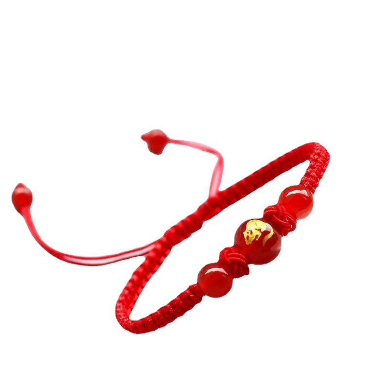 Women's & Men's Red Agate Zodiac Hand-woven Rope Safe Simple Bracelets