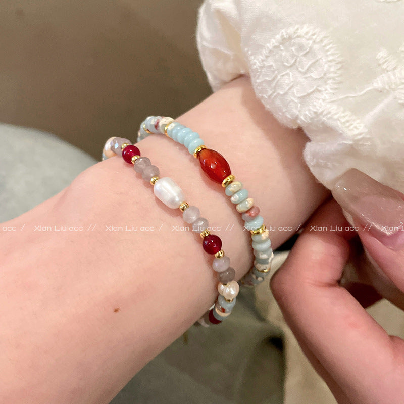 Pearl Stone Colorful Beaded Niche Retro Affordable Luxury Bracelets