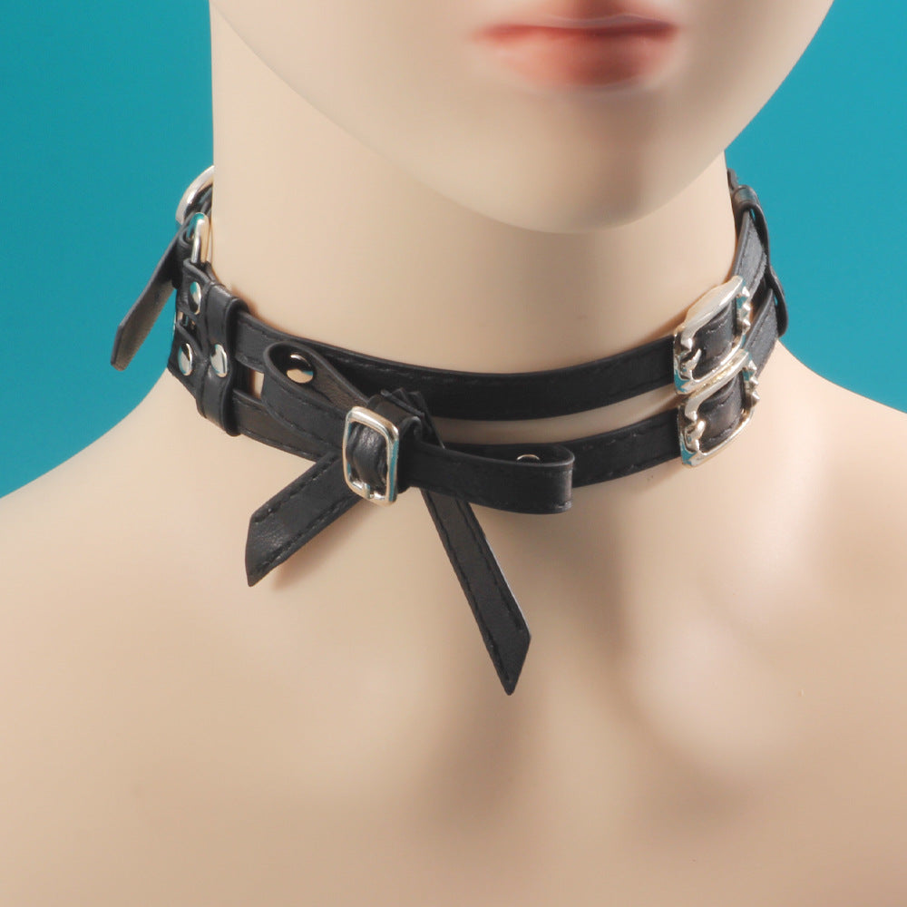 Women's Trendy Neck White Black Double Layers Collar