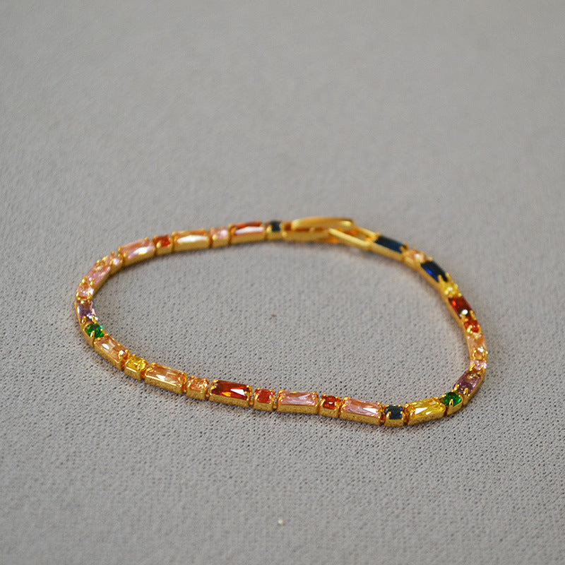 Fresh Brass Gold Plated Color Zircon Daily Simple Temperament Bracelets
