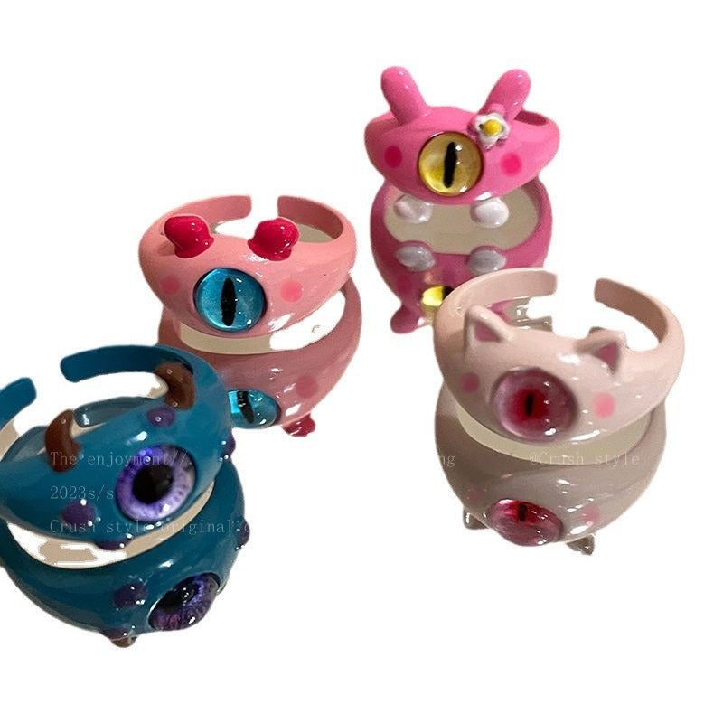 Childlike Cute One-eyed Female Personalized Niche Design Rings