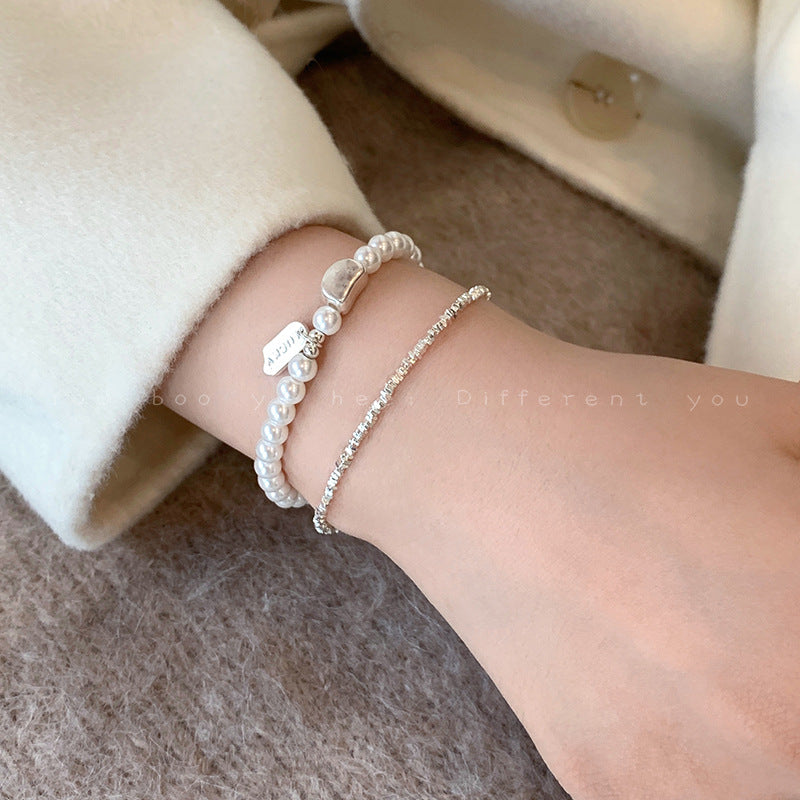 Women's Pieces Of Sier Pearl Twin High-grade Light Bracelets