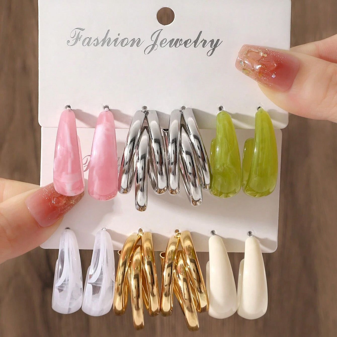 Pairs Fashionable Orange Fruit Green Acetate Earrings
