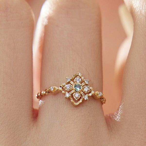Luxury Iba Color High Imitation Emerald Adjustable Rings