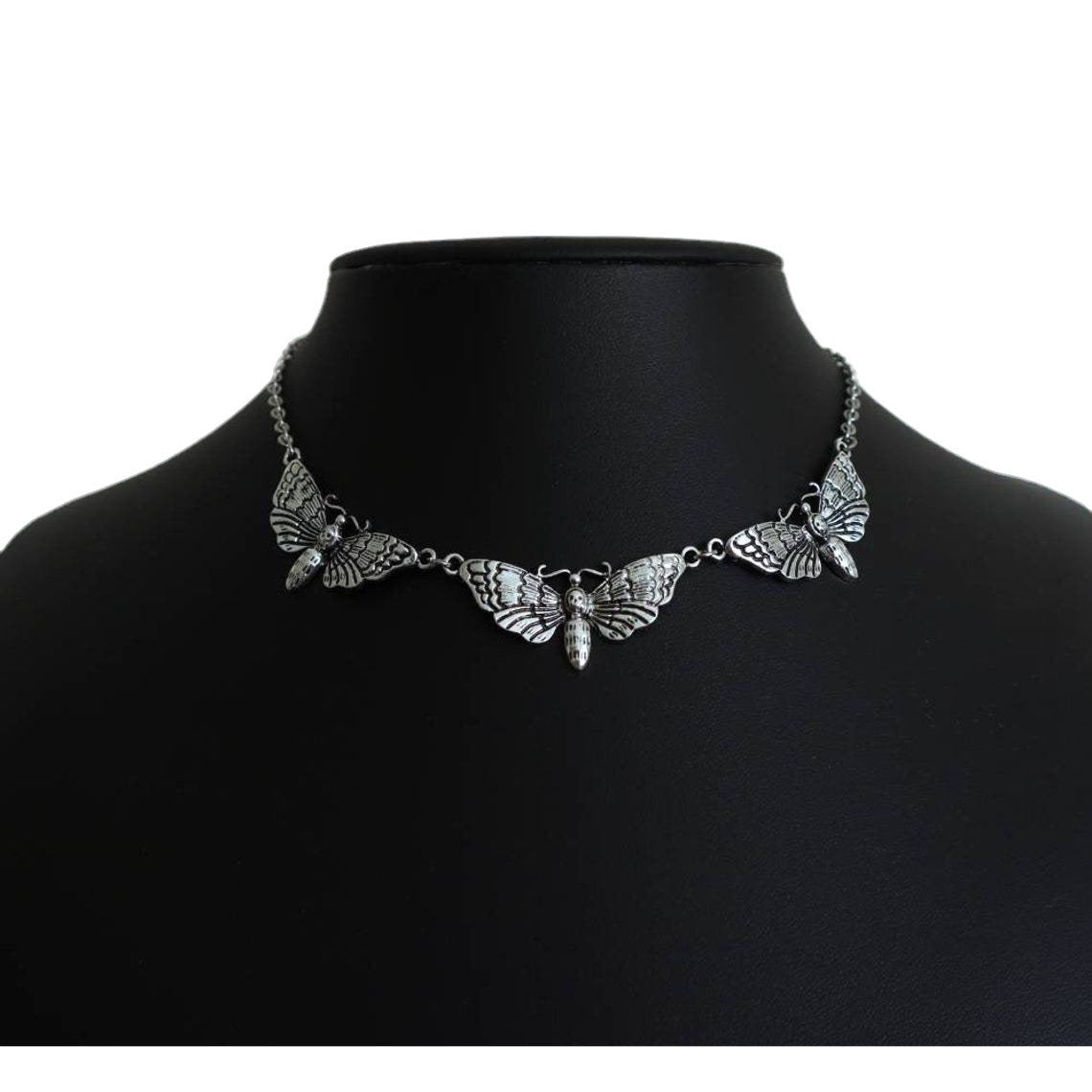 New Comfortable Gothic Moth Butterfly Choke Necklace