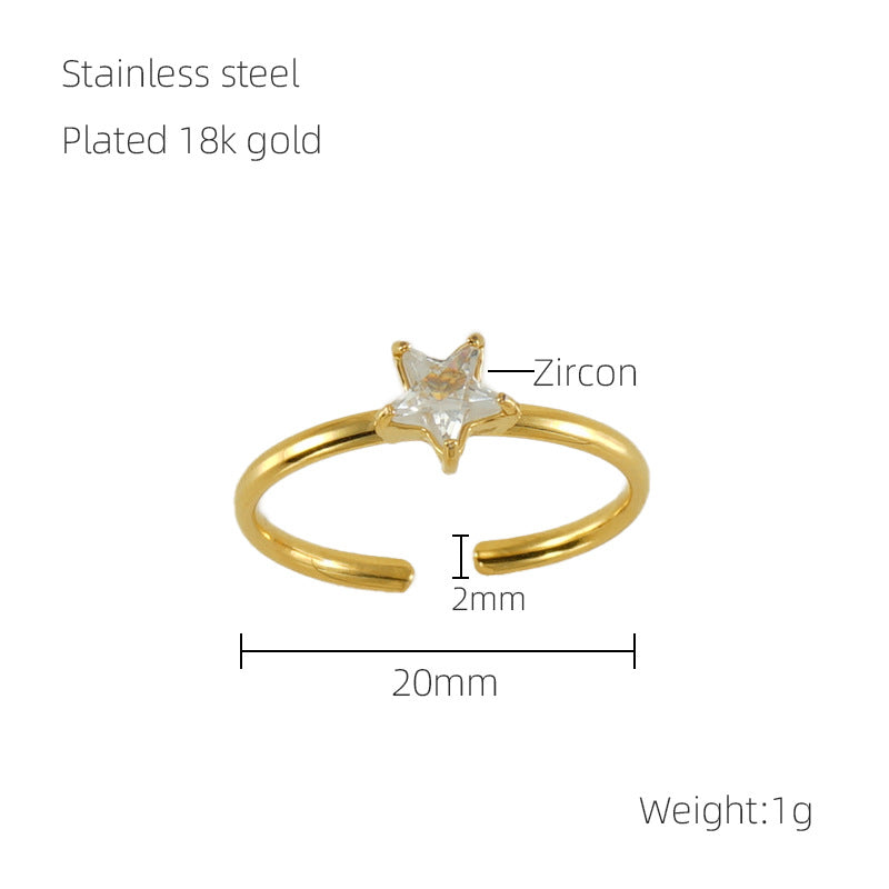 Women's Stainless Steel Inlaid Zircon Open Design Rings