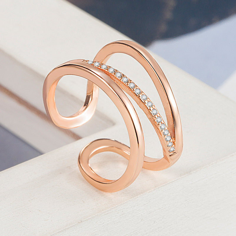 Female Adjustable Opening Zircon With Diamond Korean Rings
