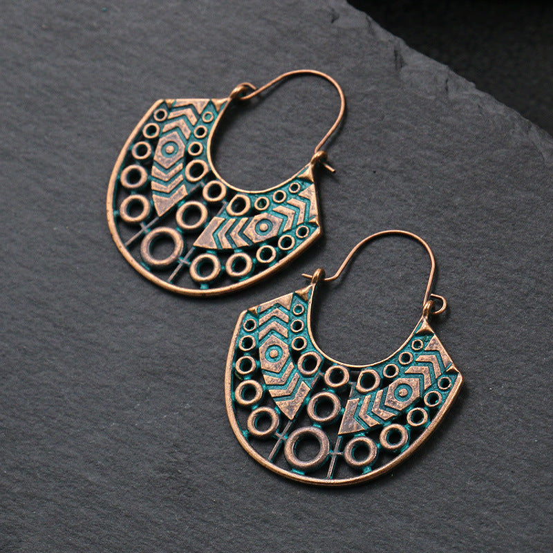 Popular Metal Alloy Geometric Leaves Turquoise Earrings
