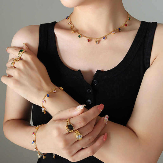 Gem Style Zircon Tassel Female Jewelry Necklaces