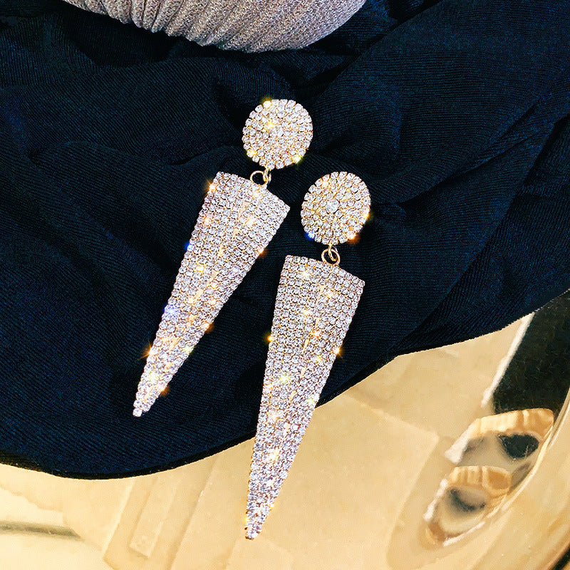 Needle Fully Jeweled Loving Heart Bow Earrings