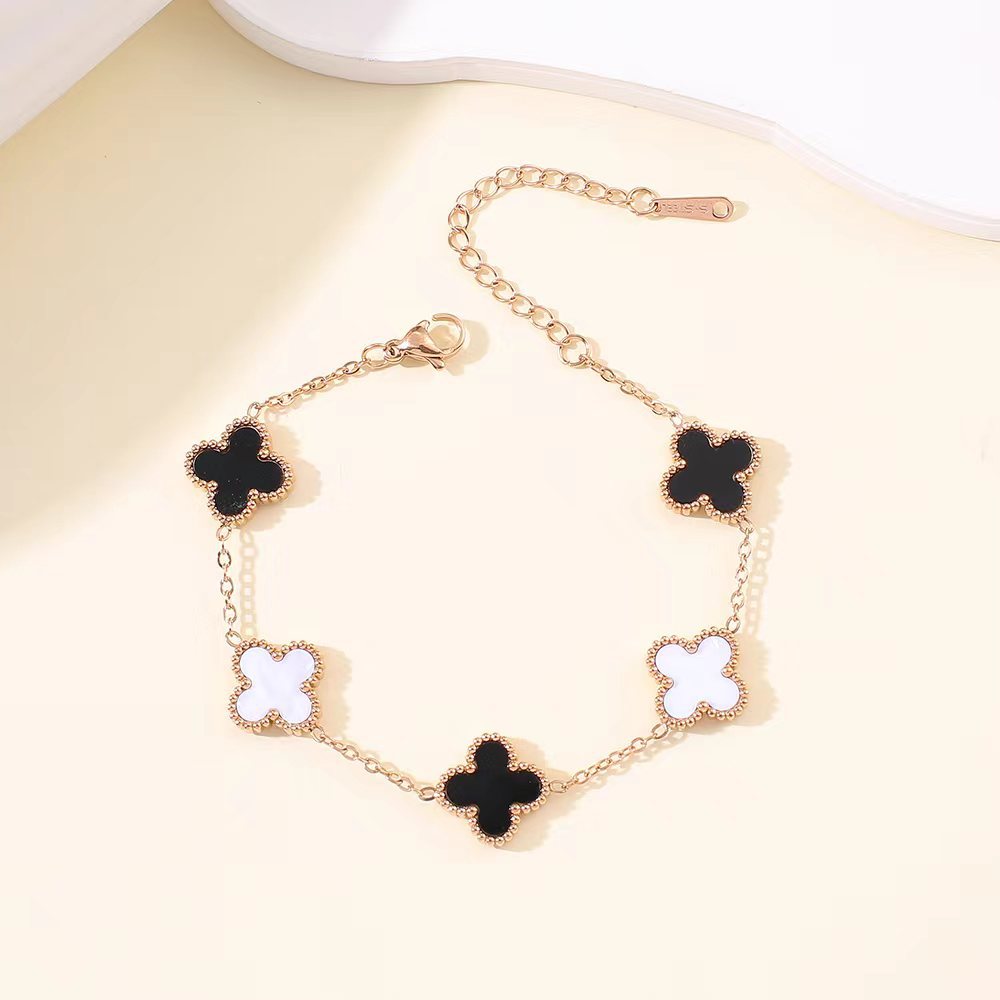 Clover Titanium Steel No Fading Affordable Luxury Fashion Bracelets