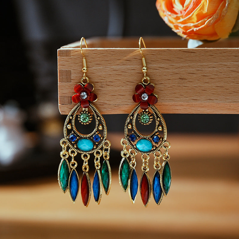 Ethnic Style Your Colorful Vintage Flower Earrings