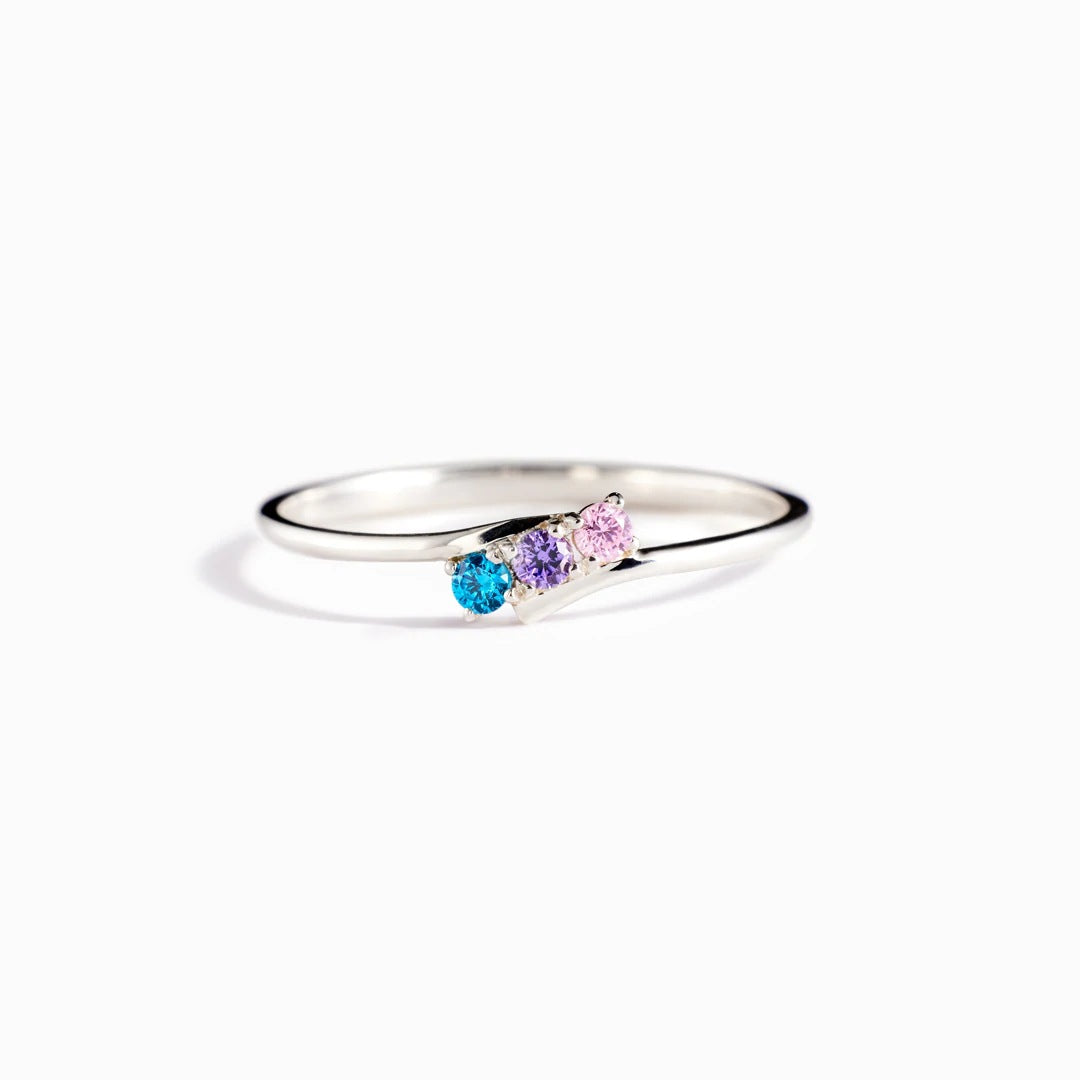 Women's Sterling Sier Rehearsal Rhinestone Birthstone Self-selection Rings